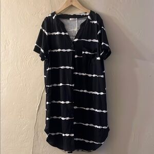 Dark blue and White Striped Button-Up Dress